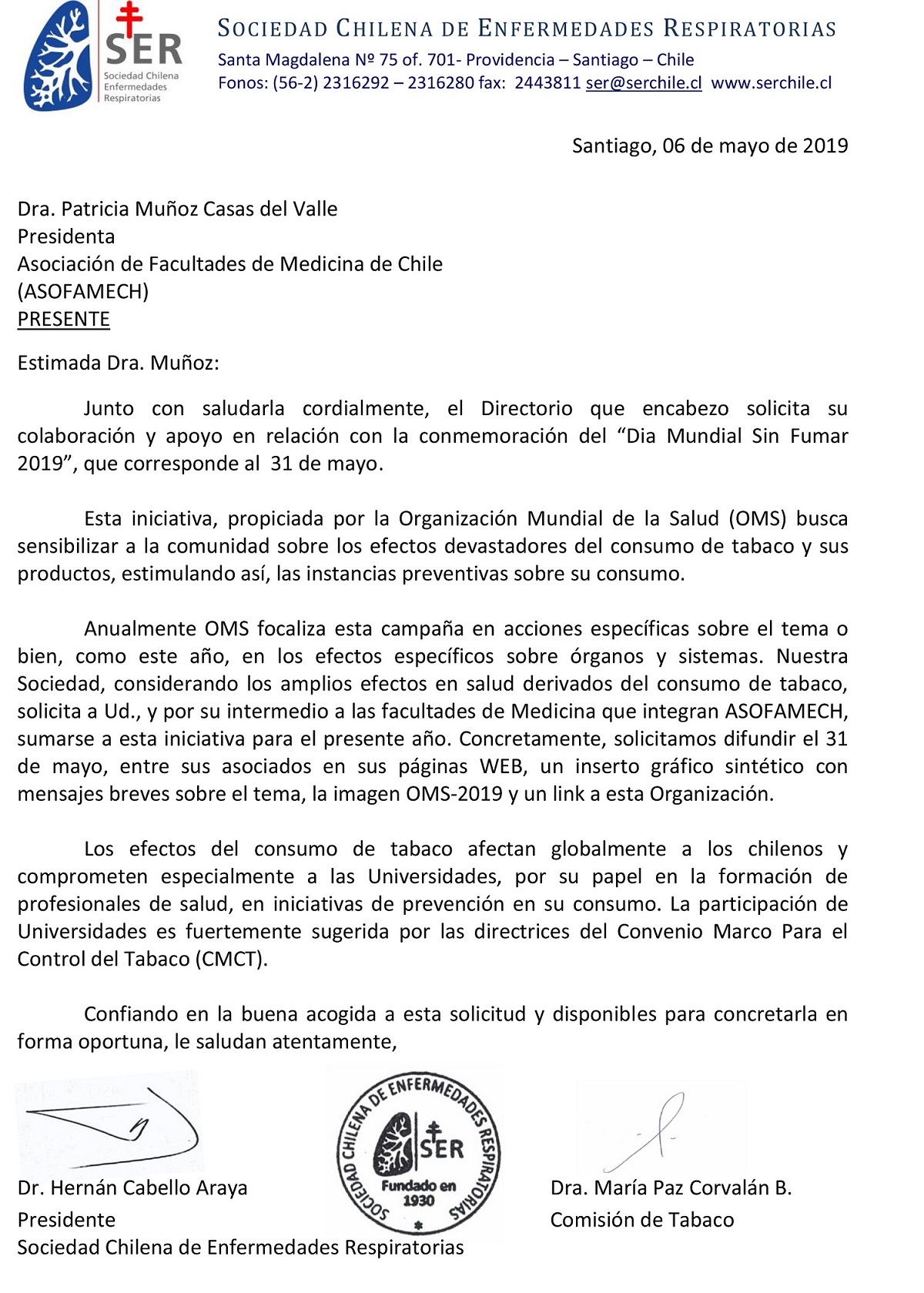 2019 05 13 CARTA PRESIDENTE ASOFAMECH DRA